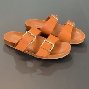 Ulla Johnson double buckle leather sandal in sierra brown size 38 1/2 (US 8.5)